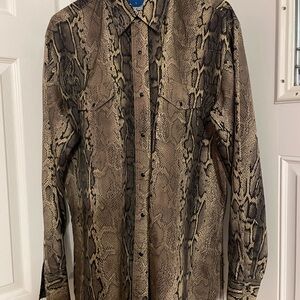 🐍 Wrangler Western Snap Shirt – Snakeskin Print – Size L